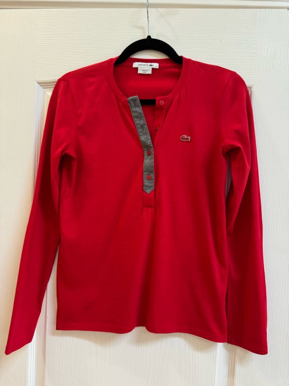 Lacoste Women’s Long-Sleeve Red Top